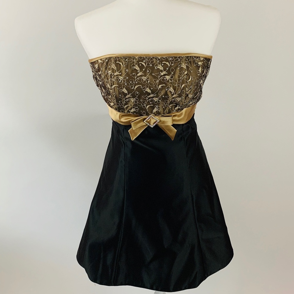 Jessica McClintock Black Gold Dress Size 3